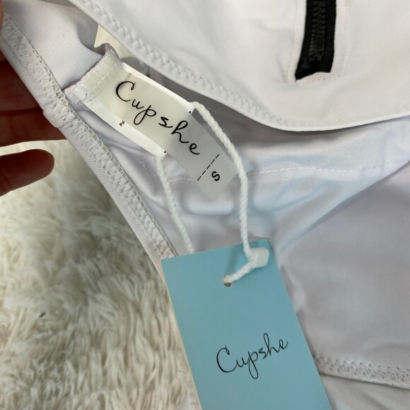 Brand New Cupshe NWT White Orange Floral Back Zip One Piece Swimsuit Small - Picture 8 of 11